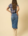 FRONT SLIT MIDI SKIRT