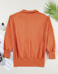 Solid Collared Drop Shoulder Side Slit Sweatshirt