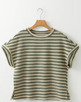 Abby Stripe Textured Side Slits Top