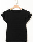 Textured Ruffle Sleeve Top