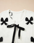 Bow Lace-up Sweater Cardigan