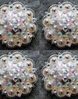 Western Screw Back Concho Ab Crystals Round Saddle Bling Cowgirl