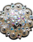 Western Screw Back Concho Ab Crystals Round Saddle Bling Cowgirl
