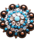 HILASON Western Screw Back Turquoise Rhinestone Crystal Clear Bling Berry Concho