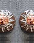 Hilason 3 Tone Finishing Round Conchos Copper Dome Silver And Brown
