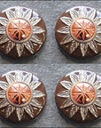 Hilason 3 Tone Finishing Round Conchos Copper Dome Silver And Brown