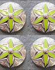 Western Screw Back Concho 1 Round Floral Green Inlay Bling Saddle Cowgirl