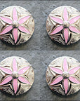 Western Screw Back Concho 1 Round Floral Pink Inlay Bling Saddle Cowgirl