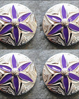 Western Screw Back Concho 1 Round Floral Purple Inlay Bling Saddle
