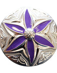 Western Screw Back Concho 1 Round Floral Purple Inlay Bling Saddle