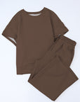 Solid Textured T-Shirt and Drawstring Pants Set