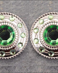 Western Screw Back Concho1 Green Crystal Wheel Bling Headstall Cowgirl