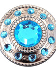 HILASON Western Screw Back Turquoise Rhinestone Crystal Concho w/ Rope Edge