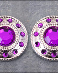 Screw Back Concho Nickle Purple Wheel Shape W/Rope Edge Saddle Belt