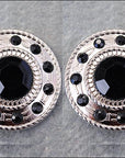 Western Screw Back Concho1 Black Crystal Wheel Bling Headstall Cowgirl