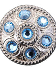 Western Screw Back Concho1 Blue Crystal Wheel Bling Headstall Cowgirl