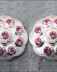 Western Screw Back Concho1 Pink Crystal Floral Bling Headstall Cowgirl