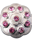 Western Screw Back Concho1 Pink Crystal Floral Bling Headstall Cowgirl