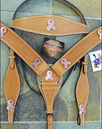 HILASON Western Horse Headstall Breast Collar Set Genuine American Leather Basket Weave Tan