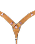 HILASON Western Horse Headstall Breast Collar Set Genuine American Leather Basket Weave Tan
