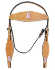 HILASON Western Horse Headstall Breast Collar Set Genuine American Leather Basket Weave Tan