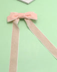 Velvet Bow Clip in Peach