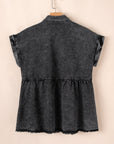 Chaya Flap Pocket Button Up Raw Hem Denim Shirt