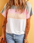 Julieta Ribbed Color Block Patchwork T-shirt