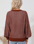 Marley Heathered Knit Drop Shoulder Puff Sleeve Sweater