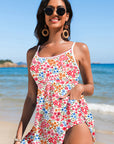 Floral Ricrac Trim Spaghetti Strap Swim Dress