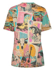 Baha Ranch Retro Pop Western Collage Cotton T Shirt