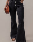 Lydia High Waist Button Front Flare Jeans