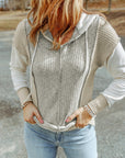 Skylar Long Sleeve Textured Knit Patchwork Hoodie