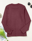 Solid Reverse Seam Crewneck Long Sleeve Top
