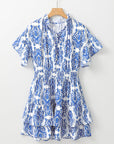 Vintage Floral Ruffle Sleeve Dress
