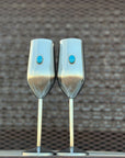 Kingman Turquoise Wedding Flutes - Genuine Turquoise Champagne Glasses (Ready to Ship)