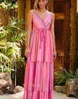 Clover Western Tassel Tie V Neck Wrap Maxi Dress