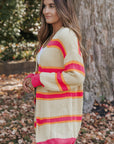 Josephine Stripe Long Knitted Cardigan