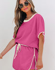 Colorblock Short Sleeve T-Shirt and Skort Set