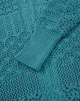 Solid Hollow Knit Open-Front Cardigan