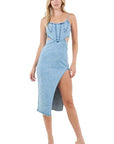 WOMEN FASHION DENIM MAXI DRESS