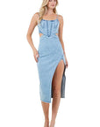 WOMEN FASHION DENIM MAXI DRESS