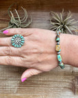 Turquoise Nugget & 6mm Sterling Silver Pearl Bracelet