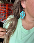 Big Dangle Blue Turquoise Earrings