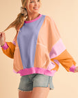 Orchid Petal Colorblock Patchwork Drop Shoulder Top