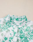 Floral Ruffle Sleeve Buttoned Shirt