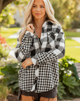 Plaid Patchwork Drawstring Hooded Shacket