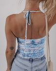 Floral Mesh Halter Tank Top