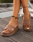 Henley Cutout Design Open Toe Platform Slippers