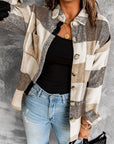 Plaid Button-Up Long Sleeve Pocketed Shacket